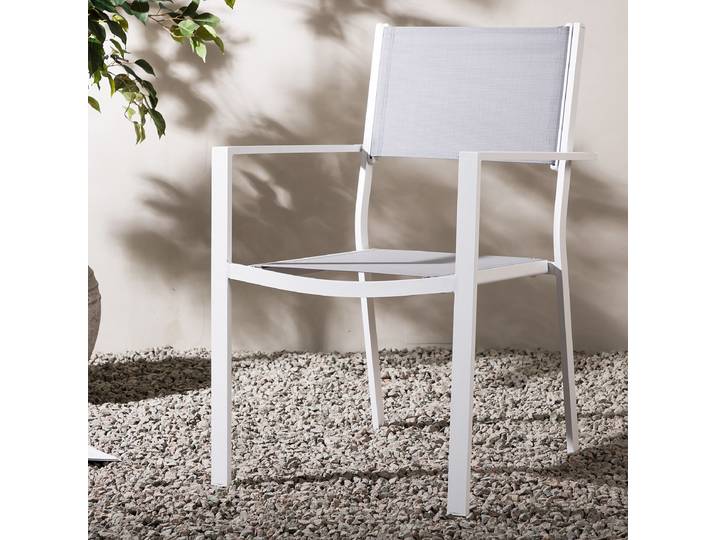 Gartenstuhl Copacabana Kunststoffart: PVC Material: Kunststoff Grau/Weiß 57 x 88 x 61cm
