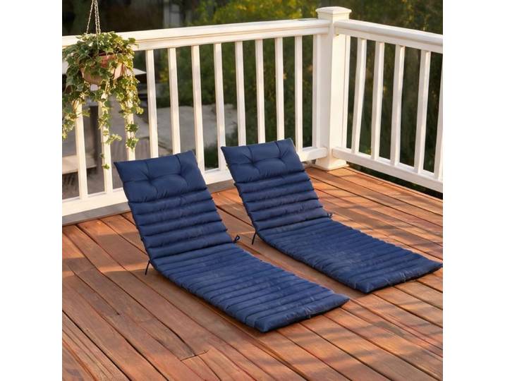Coussin de rechange pour transat en polyester blue-toned avec sangle ajustable et mousse haute résilience – Lot de 2 pièces 190 x