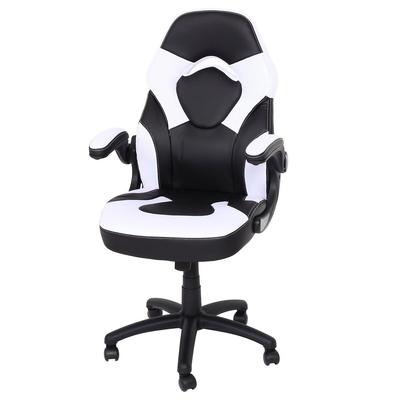 Décoshop26 - Drehbarer Bürostuhl mit höhenverstellbaren Armlehnen schwarz-weißes PVC 04_0006226 04_0006226