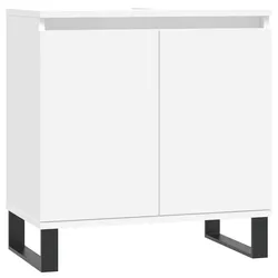 Helloshop26 - Moderner weißer Badezimmerschrank Stauraum 58 x 33 x 60 cm weißes Holzwerkstoff