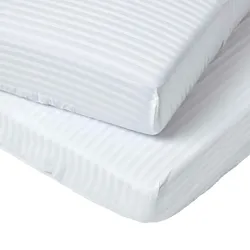 DAMAST-SPANNBETTLAKEN 2er-Set für Babybett, 60/120 cm