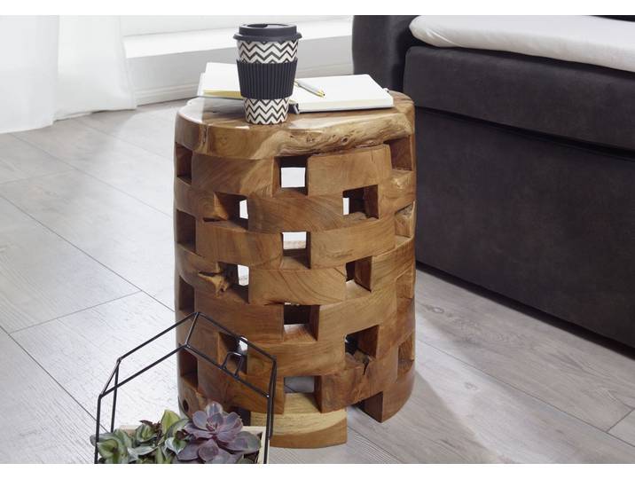 Tabouret 30x30 Teck laqué Teck naturel UNIKA #153
