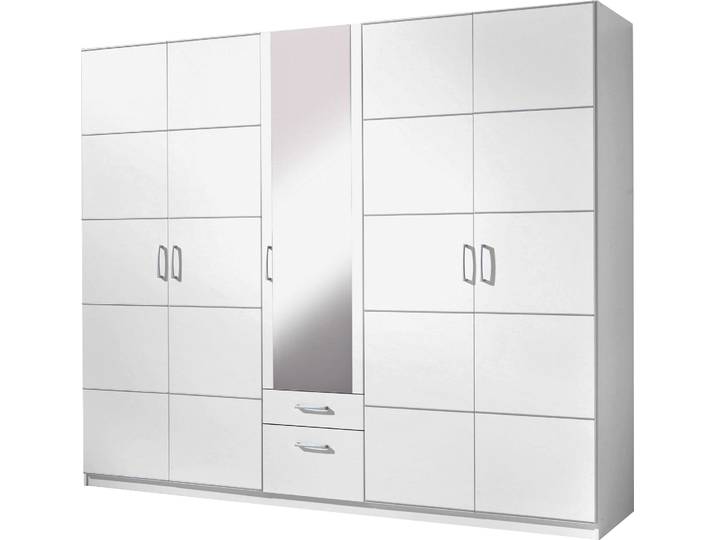 Kleiderschrank, Holzwerkstoff, Weiß, 230×193×54 cm, Drehtürenschrank, Modern, Priess