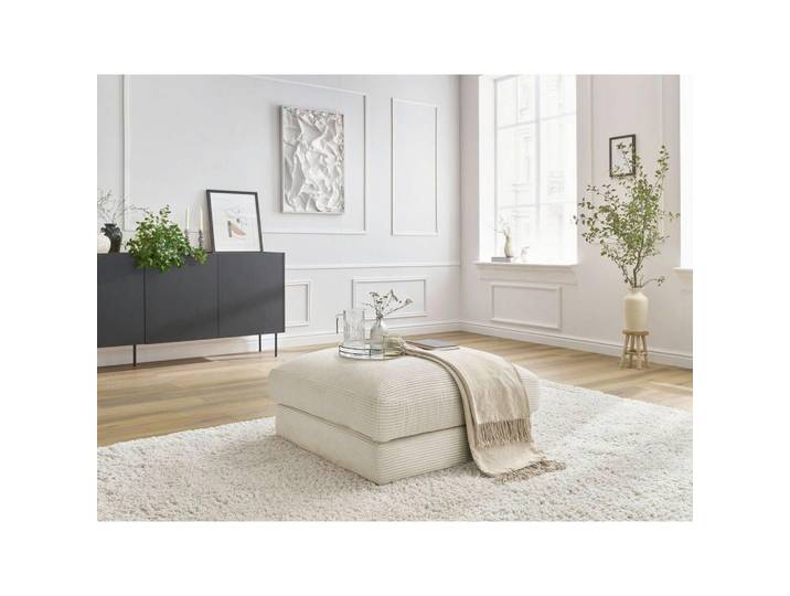 Hocker Leonard, Beige, Kunststoff, quadratisch, 86x43x86 cm, Wohnzimmer, Hocker, Sitzhocker