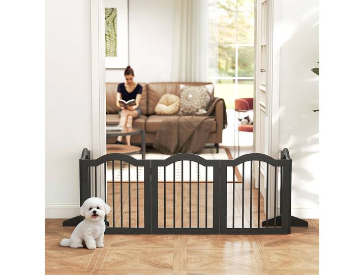 PawHut Barrière Pliable 5 Panneaux pour Chien Noir