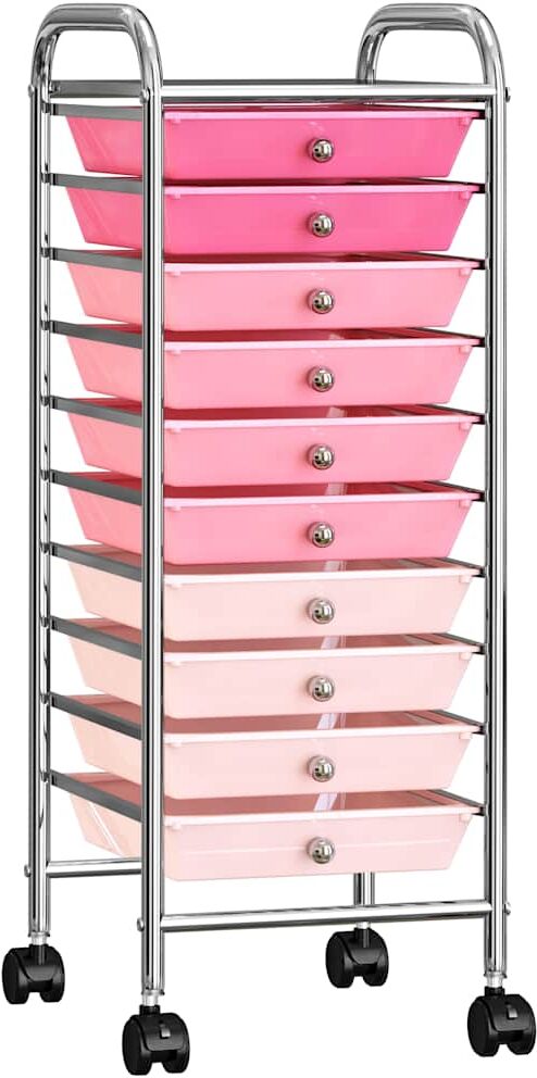 vidaXL Chariot de rangement mobile à 10 tiroirs Ombre Rose Plastique