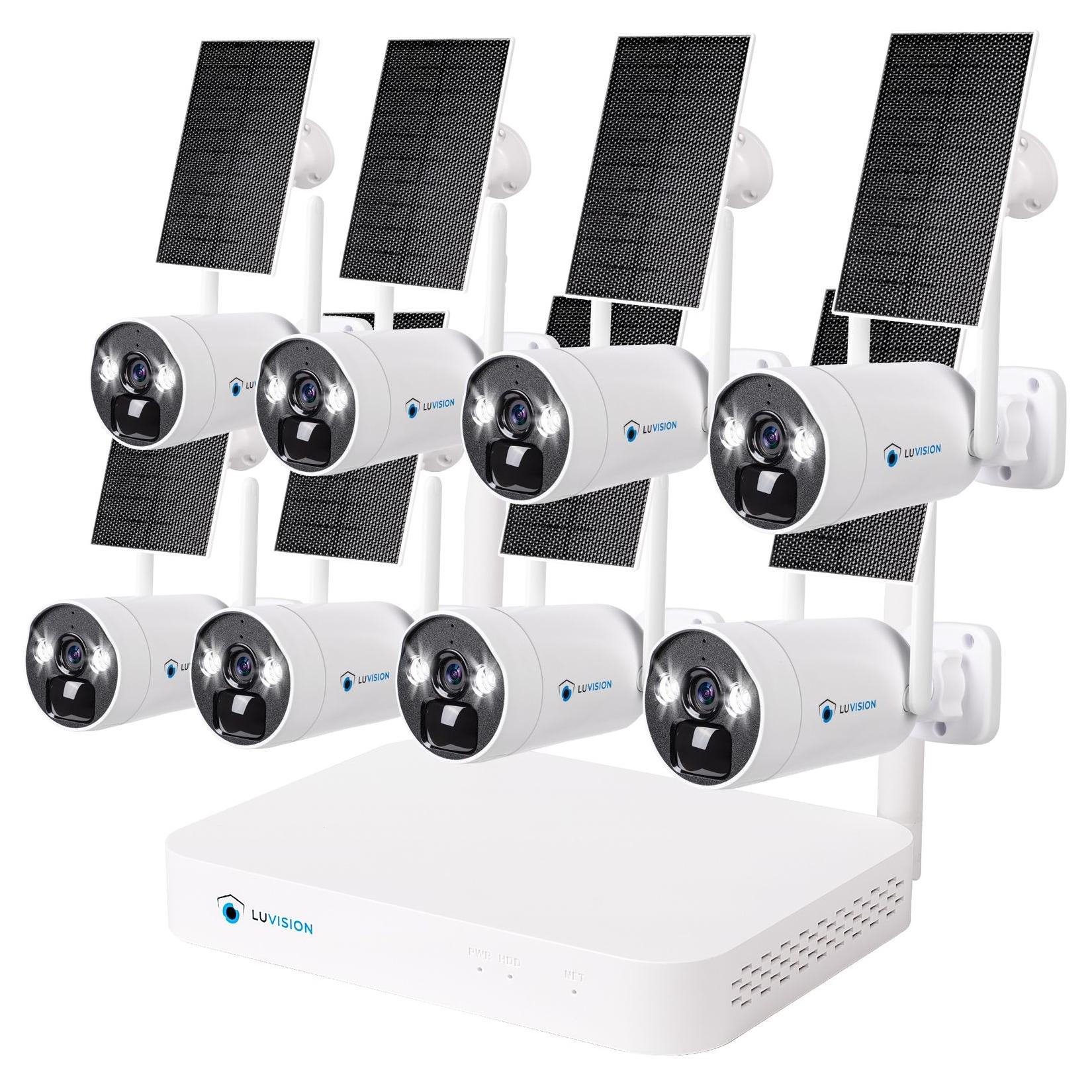 LUVISION Dual WLAN Solar Akku Überwachungssystem 10 Kanal NVR 4MP Überwachungskamera Set Mikrofon 8 Kameras