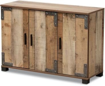 Cyrille Farmhouse Wood Shoe Cabinet Furniture by Baxton Studio in Brown