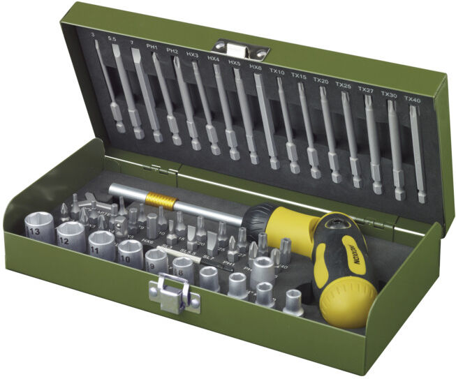 Proxxon Jeu de vis, 54 pces avec tournevis à cliquet pliable (23104)