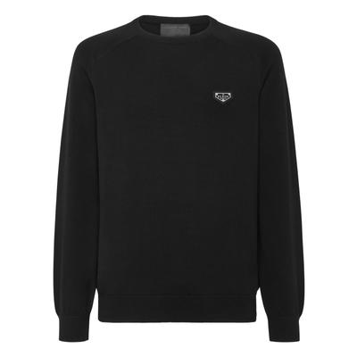 Rundhalspullover PHILIPP PLEIN "Love", Herren, Gr. S, 02, schwarz, Obermaterial: 80% Baumwolle, 20% Wolle, Pullover Rundhalspullover