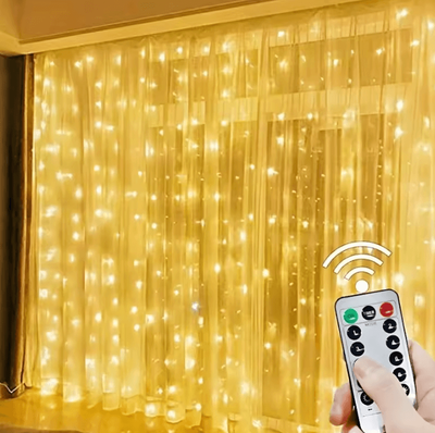 Inspire Curations 8 Mode USB Festoon Curtain Fairy Lights warm 3mx2m 200led