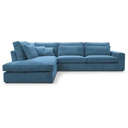 ECKSOFA Parma ohne Schlaffunktion, Cord-Stoff, Blau, Links