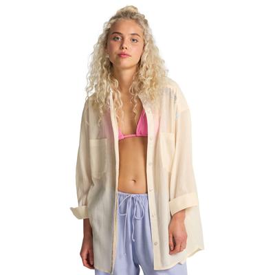 Langarmshirt BILLABONG "Find Me Here", Damen, Gr. XL, beige (weiß cap), Obermaterial: 100% Walkfrottier;, Shirts Langarmshirt