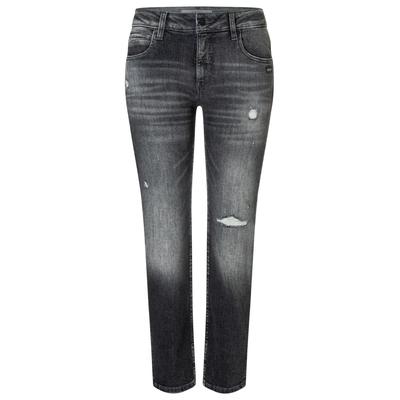 Boyfriend-Jeans GANG "94NADIA CROPPED", Damen, Gr. 26, Normalgrößen, grau (destroyed anthra), 98% Baumwolle, 2% Elasthan, unifarben, Ballonform lang, Jeans, im 5-Pocket-Style