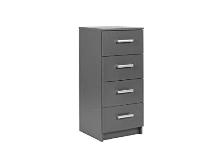 Inter Link - Kommode - Nachtschrank - Nachtkommode - 4 Schubladen - Grau - Elenzio 4S