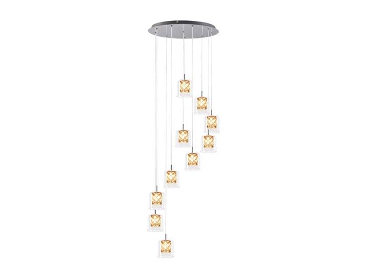 Suspension en fer et cristal, chromé, h.250cm