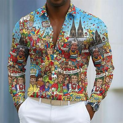 Herrenhemd mit Karnevalsmotiv – Grafikdesign einer Karnevalsstadt