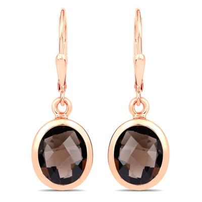Paar Ohrhänger VIRA JEWELS "925 Silber rot vergoldet Glanz Rauchquarz dunkelbraun", rot (rot, braun), Ohrringe, Damen, one-size, 4,6, Silber 925 (Sterlingsilber)