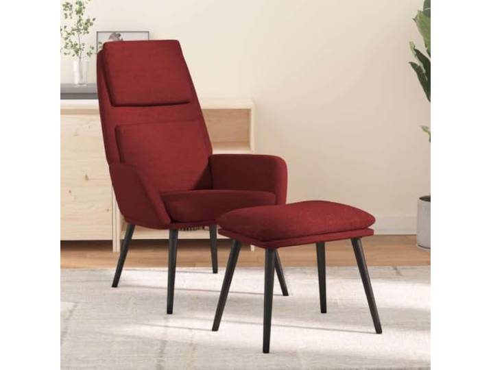 IBUQDDV Relaxsessel mit Hocker Weinrot Stoff mit Metallrahmen Atmungsaktiver Stoff, stabiles Metallgestell, flexible Hockerpositionierung, einfache Montage