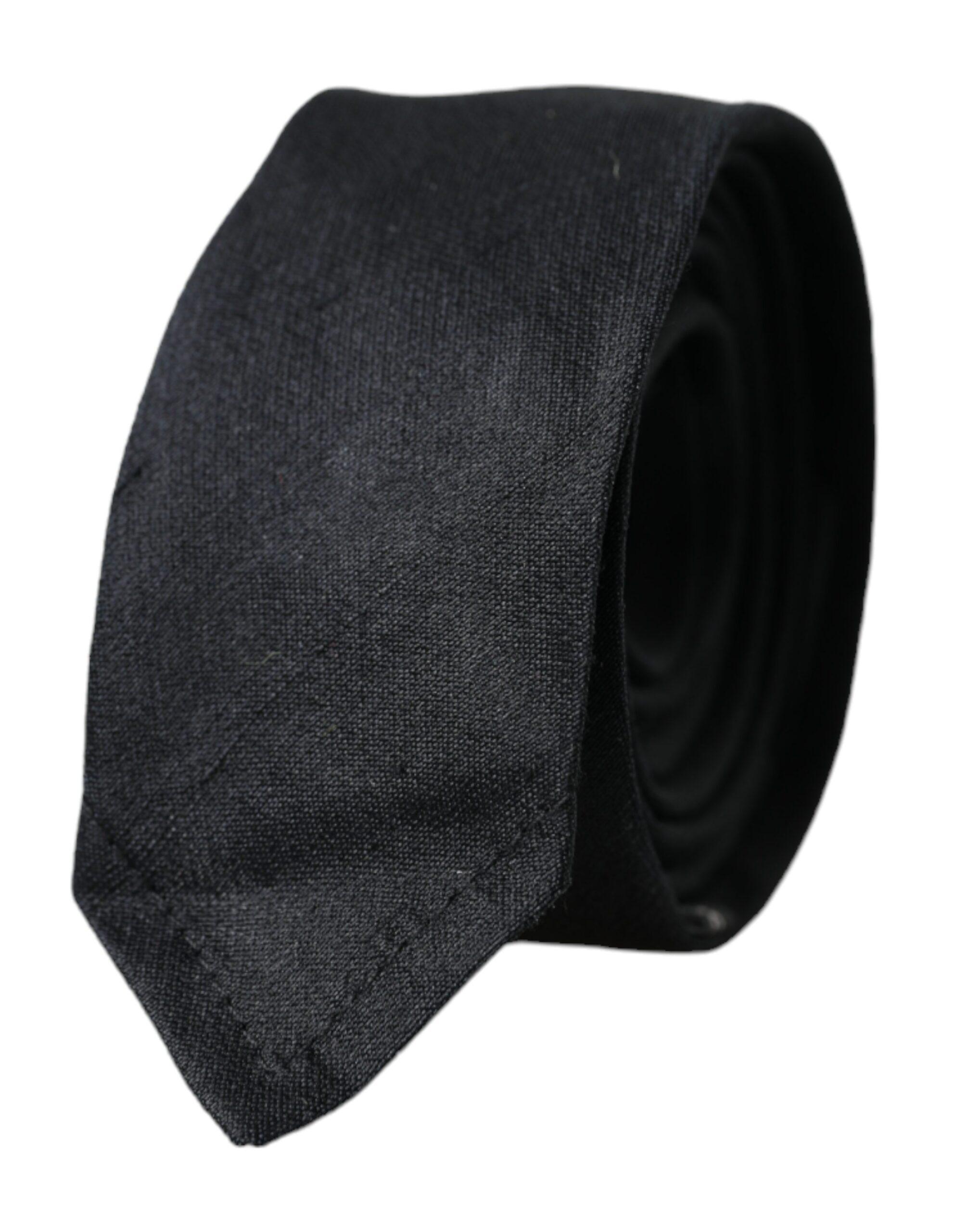 Schwarze einfarbige Krawatte aus 100 % Seide mit verstellbarem Band
