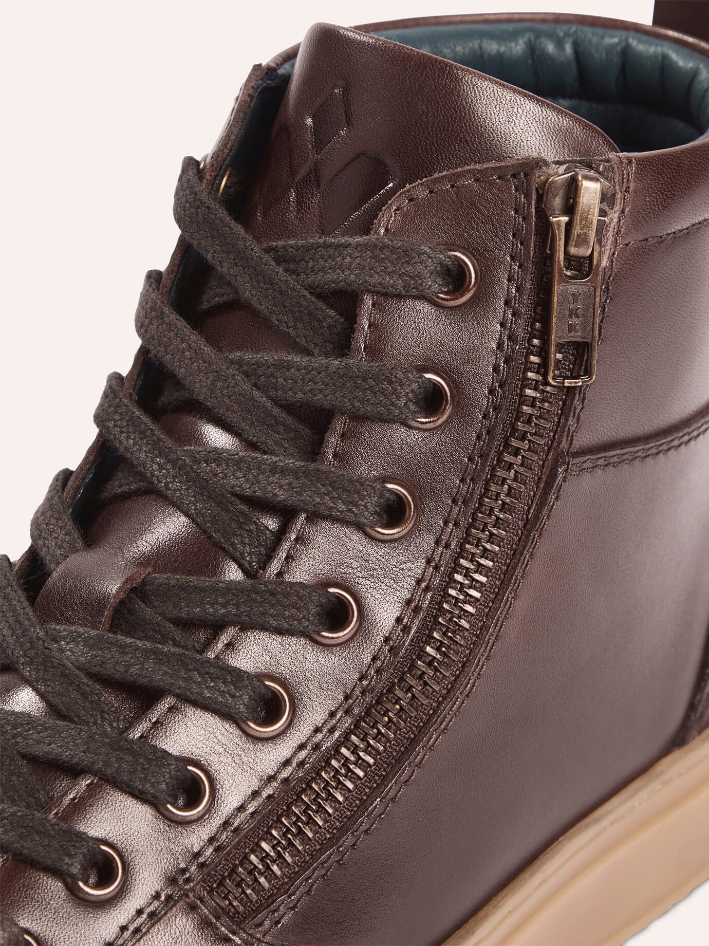 Walbusch Leder-Schnürer Hightop., noch offen: Größenlauf, Farbe Braun, 42, hochwertiges Rindleder praktischer Reißverschluss Herren