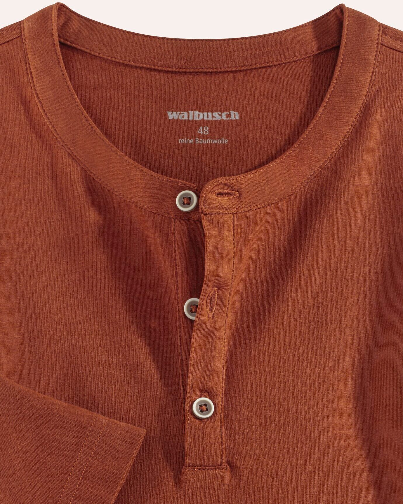 Walbusch Henley-Shirt, , Farbe Orange, 50, hautsympathisch dank Baumwolle Serafino-Ausschnitt Herren