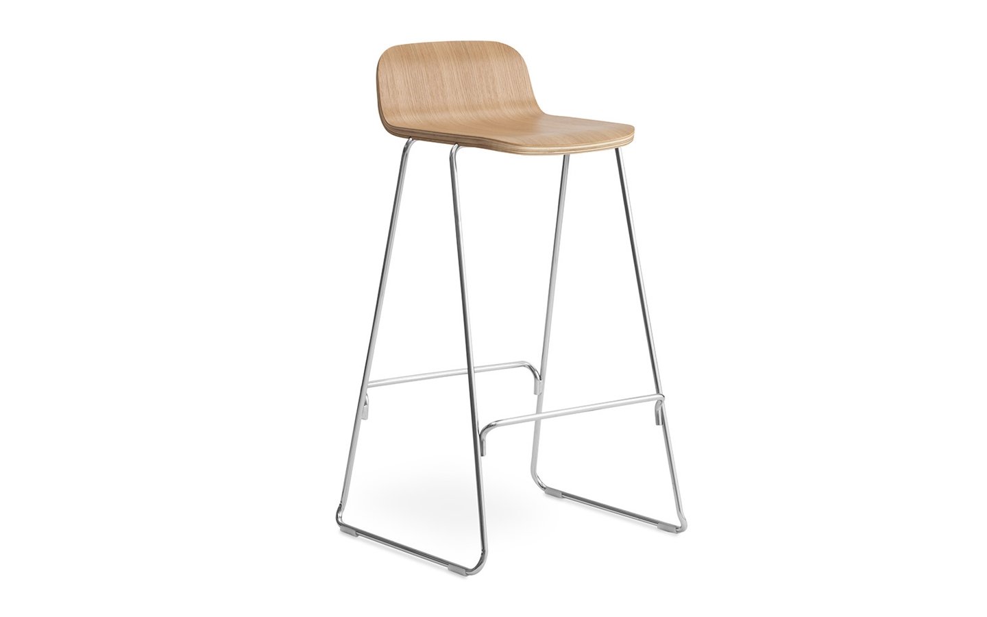 Normann Copenhagen Just Barhocker (mit Rückenlehne, Eiche, chrom, H 65cm) mit Rückenlehne | Eiche | chrom | H 65cm 602690