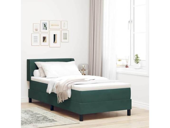 WDGJJFECNMUEHI Stabil Modernes Boxspringbett Dunkelgrün 200 x 80 cm Boxspringbett mit Matratze Dunkelgrün 200 x 80 cm Polyester Einzelbett mit verstellbarem Kopfteil und Taschenfederkern