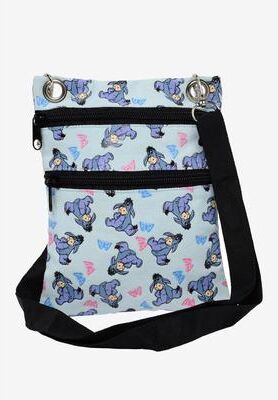 Plus Size Women's Eeyore Butterflies Passport Bag Travel Crossbody Purse Light Blue by Disney in Multi