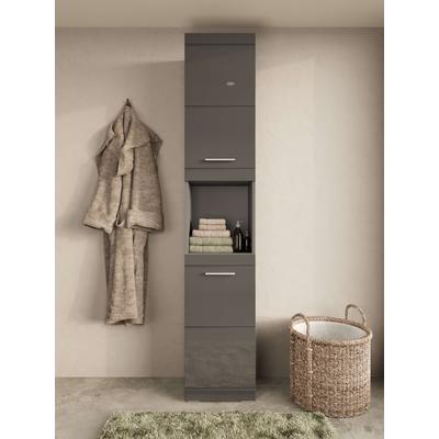 Hochschrank OTTO HOME "Föhr", grau, B:36,4cm H:190,2cm T:30cm, FSC-zertifizierter Holzwerkstoff, Schränke, Hochschrank, minimalistisch, zeitlos, hochglänzend
