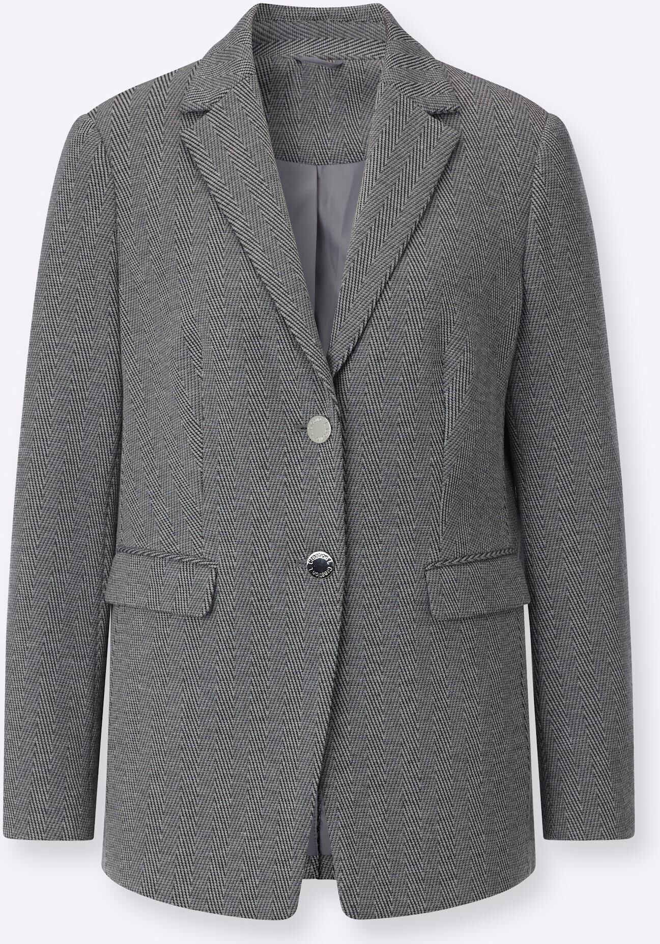 Jackenblazer CREATION L "Modal-Mix-Blazer", Damen, Gr. 36, grau (grau, anthrazit, gemustert), 54% Polyester, 44% Modal, 2% Elasthan, Blazer Jackenblazer grau, anthrazit, gemustert 36