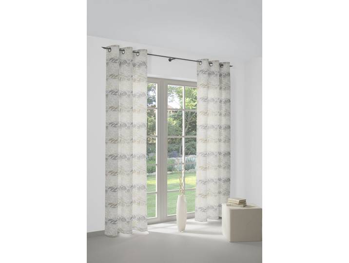Vorhang WIRTH Kairo Gr. 4, beige (natur), B:132cm H:245cm, Jacquard, Baumwolle, Polyester, Gardinen, Vorhang