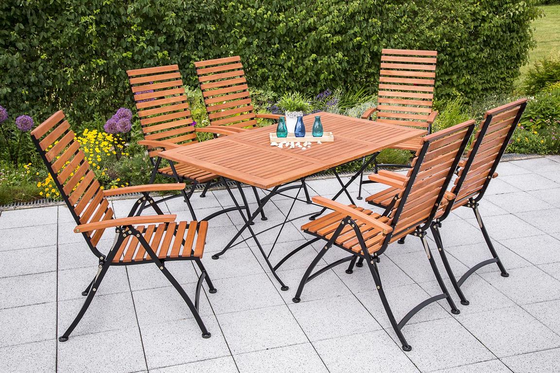 MERXXHANDELS Schlossgarten Set 7tlg 6 Sessel Tisch 100(150)x90cm 16909232