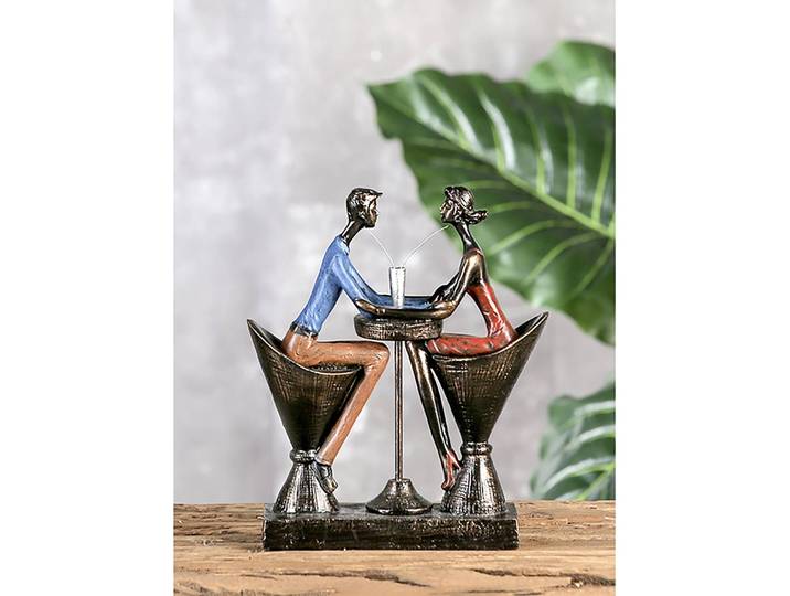 Skulptur Table for Two 25 x 30 x 13cm Grau