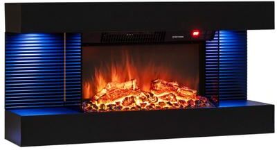 Costway 3-Sided Black Wall Mount Electric WiFi Fireplace with Floating Mantel and 12 Flame Ambient-32 inches