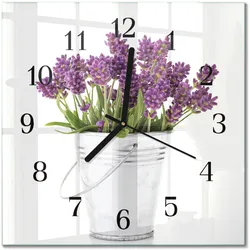 WANDUHR aus Glas 30x30 cm - Lavendel