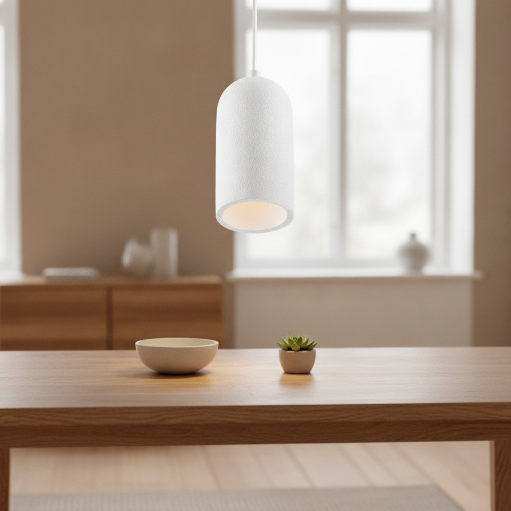 Lyora Witte keramische hanglamp met dome design