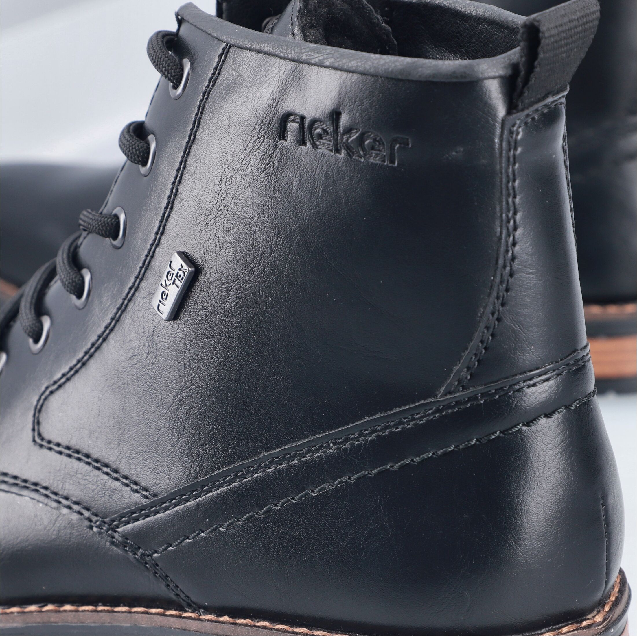 Winterstiefelette RIEKER, Herren, Gr. 45, Warmfutter, schwarz, Lederimitat, unifarben, Schuhe Winterstiefelette, Schnürboots, Schnürstiefelette mit rieker TEX-Membran