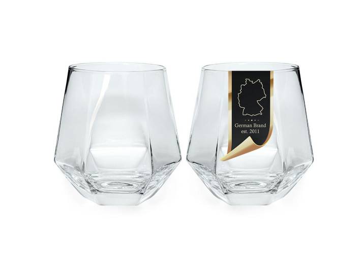 Intirilife Trinkglas SET im Hexagon Design 240 ml (2-tlg), Transparent, Glas, 0.24 L, leicht zu reinigen, Glas, Gläser-Sets