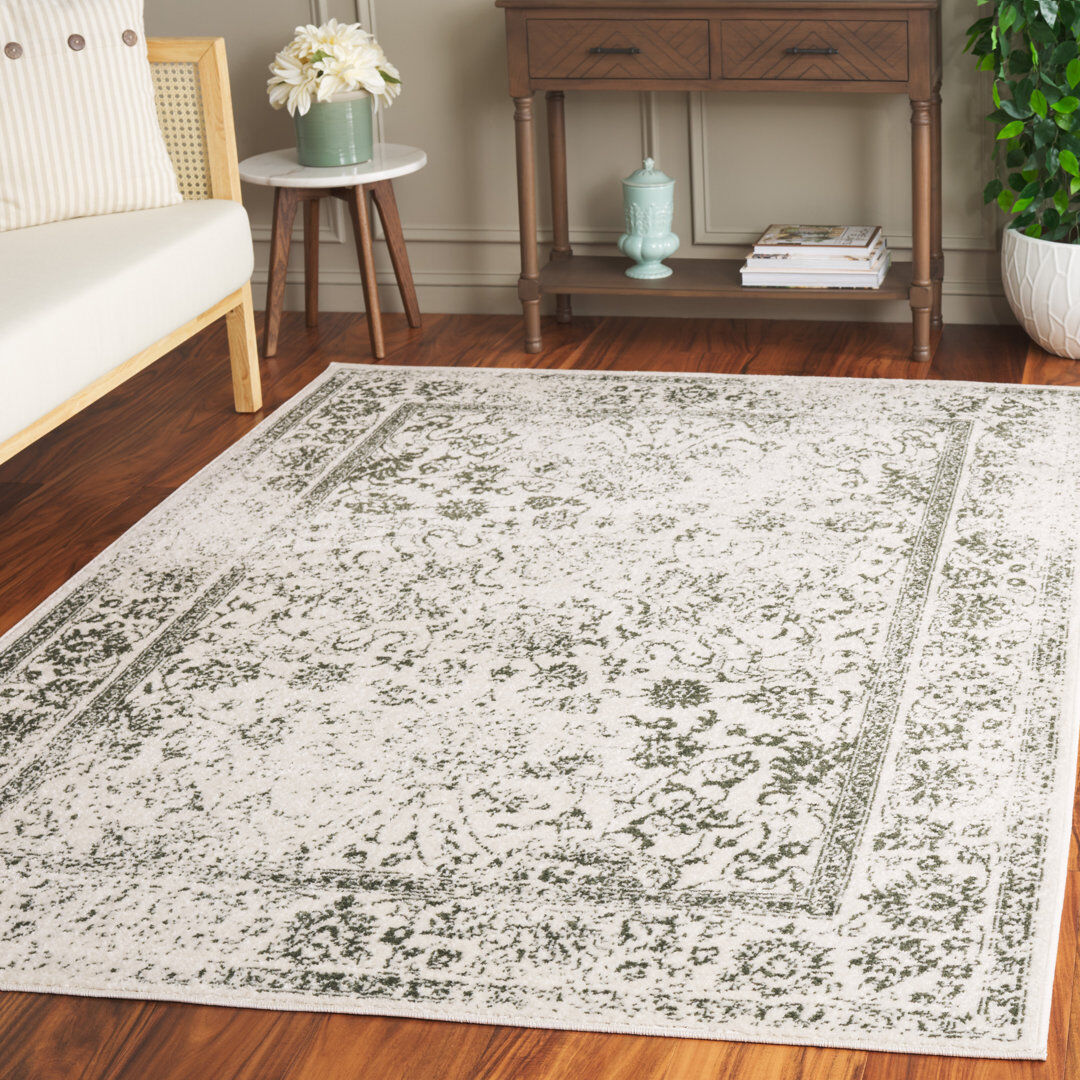 ClassicLiving Floral Area Rug Green;Ivory Rectangle 122 x 183cm