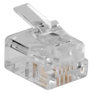 ACT RJ11 (6P/4C) modulaire connector for round cable with stranded conductors. Unit: Bag 25 pcs (TD104R)