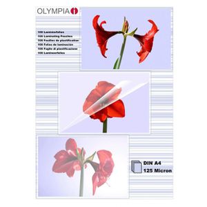Olympia Laminierfolien 9176, DIN A4, 125 mic, glänzend, 100 Stück