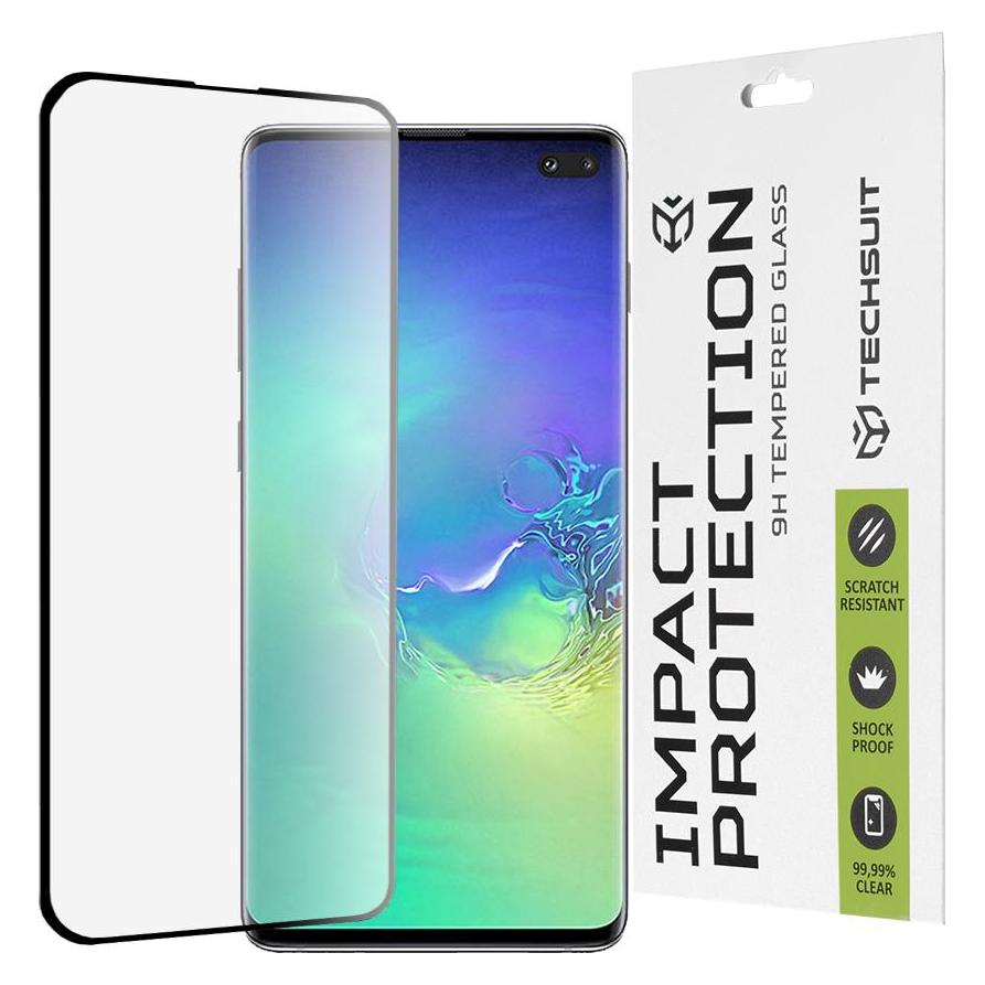 Techsuit - 111D Full Cover / Full Glue Glass / 3D Curved Screen - Samsung Galaxy S10 Plus - Black (Samsung Galaxy S10+) (56365267)