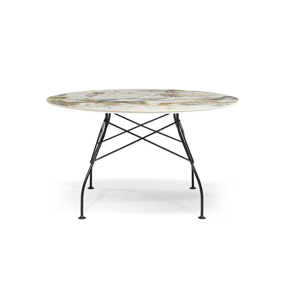 Kartell Glossy Marble Tisch rund groß (schwarz lackiert / Marmoroptik Symphony) schwarz lackiert / Marmoroptik Symphony 04578MS