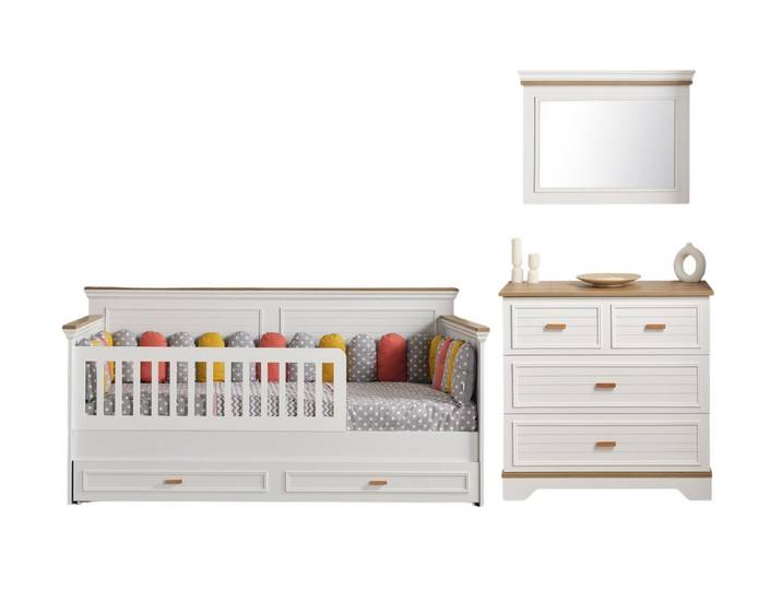 Villa Möbel Jugendzimmer-Set Liorfen, (Kinderzimmer-Set, 2-tlg., Kinderbett und Kommode), mit Bett, Nachttisch und Schreibtisch