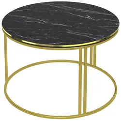 Helloshop26 - Runder Couchtisch 50 x 80 cm schwarzer Marmor Gold
