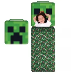 Minecraft: Creeper Schlafsack mit Kissen - 60 x 130 cm