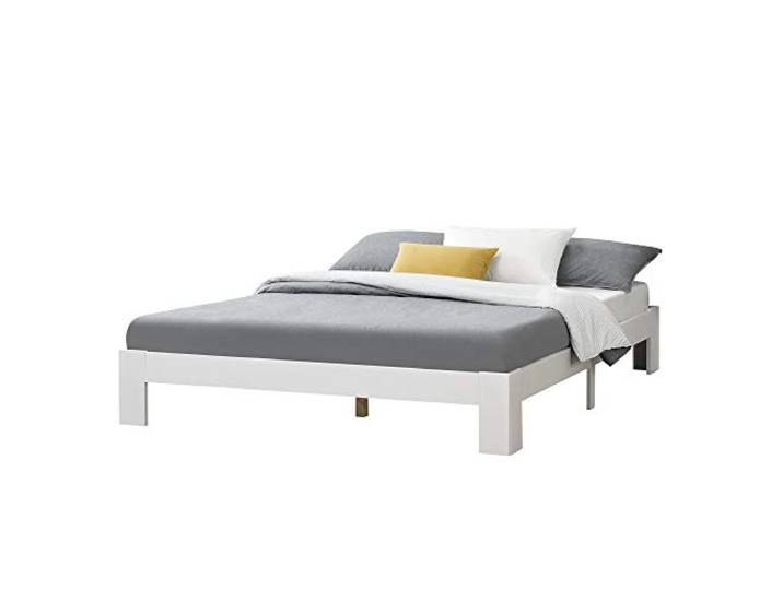 [en.casa] Holzbett Raisio 160x200 cm mit Lattenrost Bettgestell Bett Kiefernholz Massiv Doppelbett Ehebett Weiß