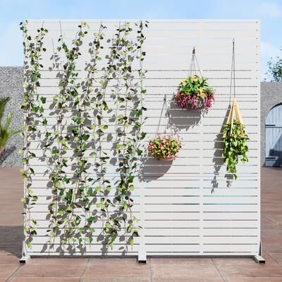 Lirago 2Pcs Outdoor Freestanding Metal Privacy Screen Decorative Partition Panel for Patio Garden Balcony