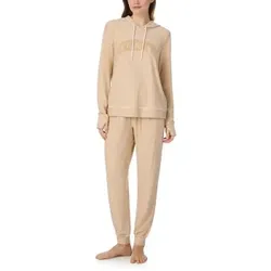 DKNY Chill In Style Hoodie Jogger Set Beige Polyester Medium Damen